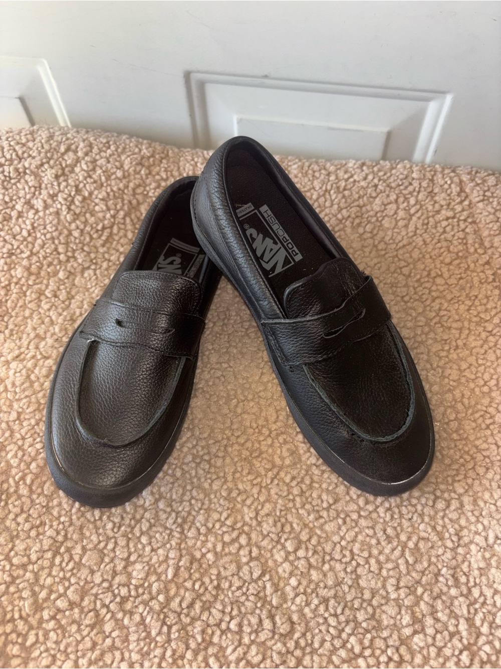 Vans PopCush black leather loafers size 5.5 Men
